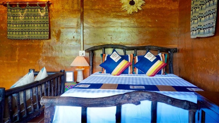 Giường ngủ tại Bungalow Đơn - Bản Đề Chia